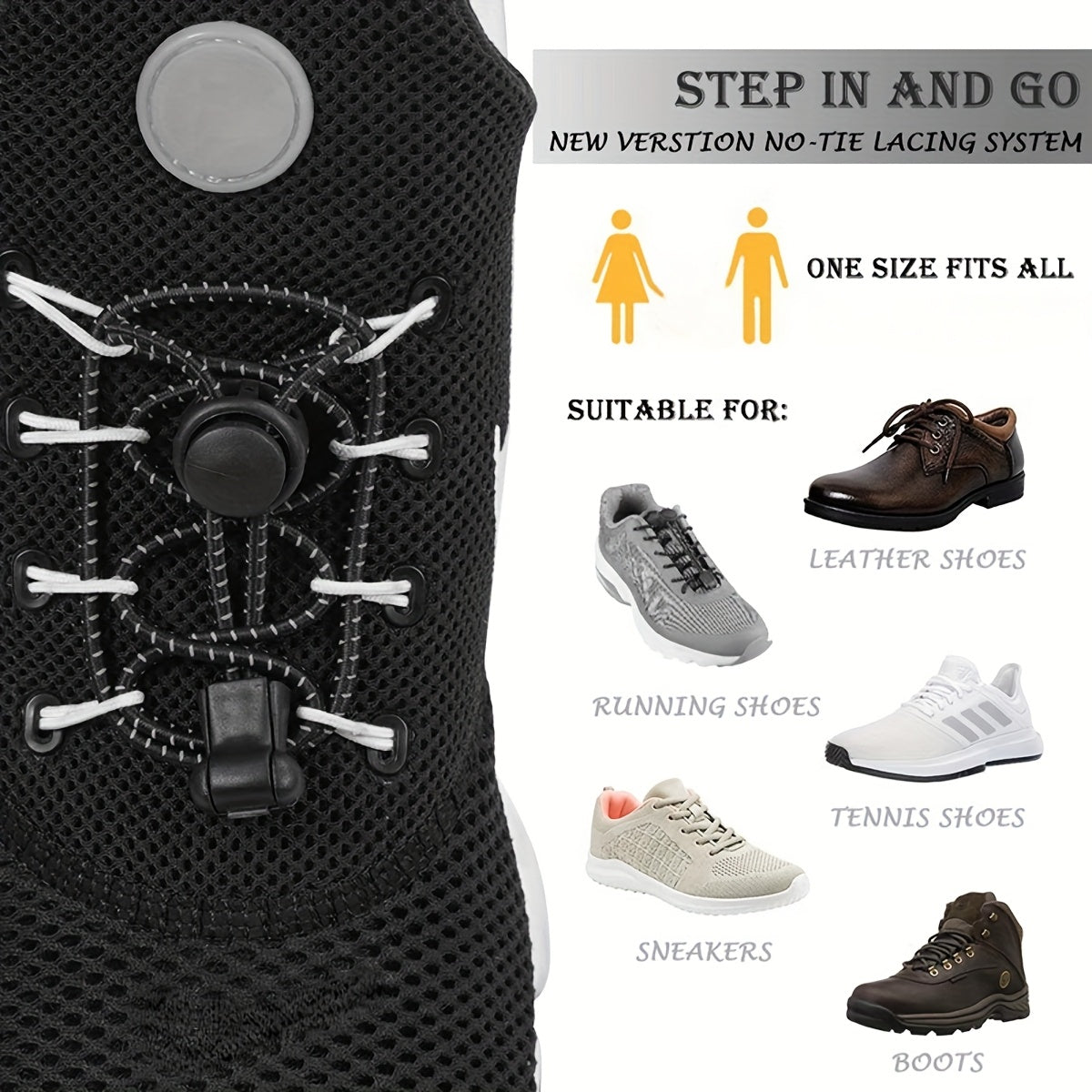Shoelace 1 Pair Round Elastic Shoelaces Suitable For Various Shoe Accessories No Tie Shoelace Fixed Stretching Locking Lazy Laces