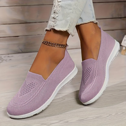 [Breathable Knitted Sneakers] Breathable Knitted Slip-On Sneakers | TLCAS2 Women's Casual Flat Sports Shoes