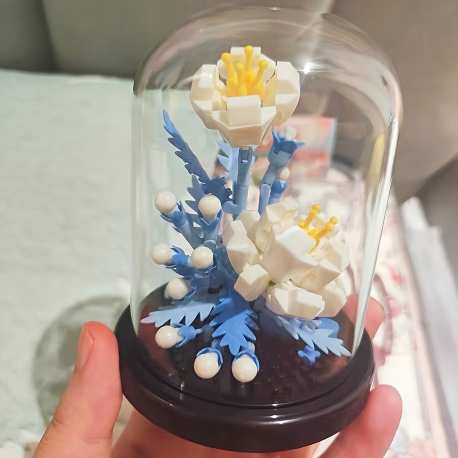 [Romantic Flower Blocks] Romantic DIY Flower Building Blocks Set - Desktop Ornament & Puzzle Toy, Perfect Birthday Gift Ramadan Mubarak