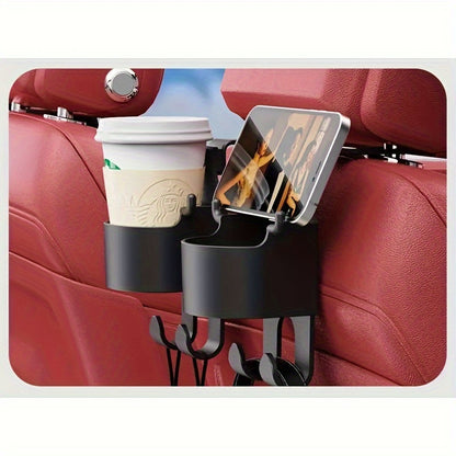 1pc Multi-Function Car Organizer with Hook, Cup Holder & Storage Box - Durable PP Material for Seat Back Drink and Phone Holder