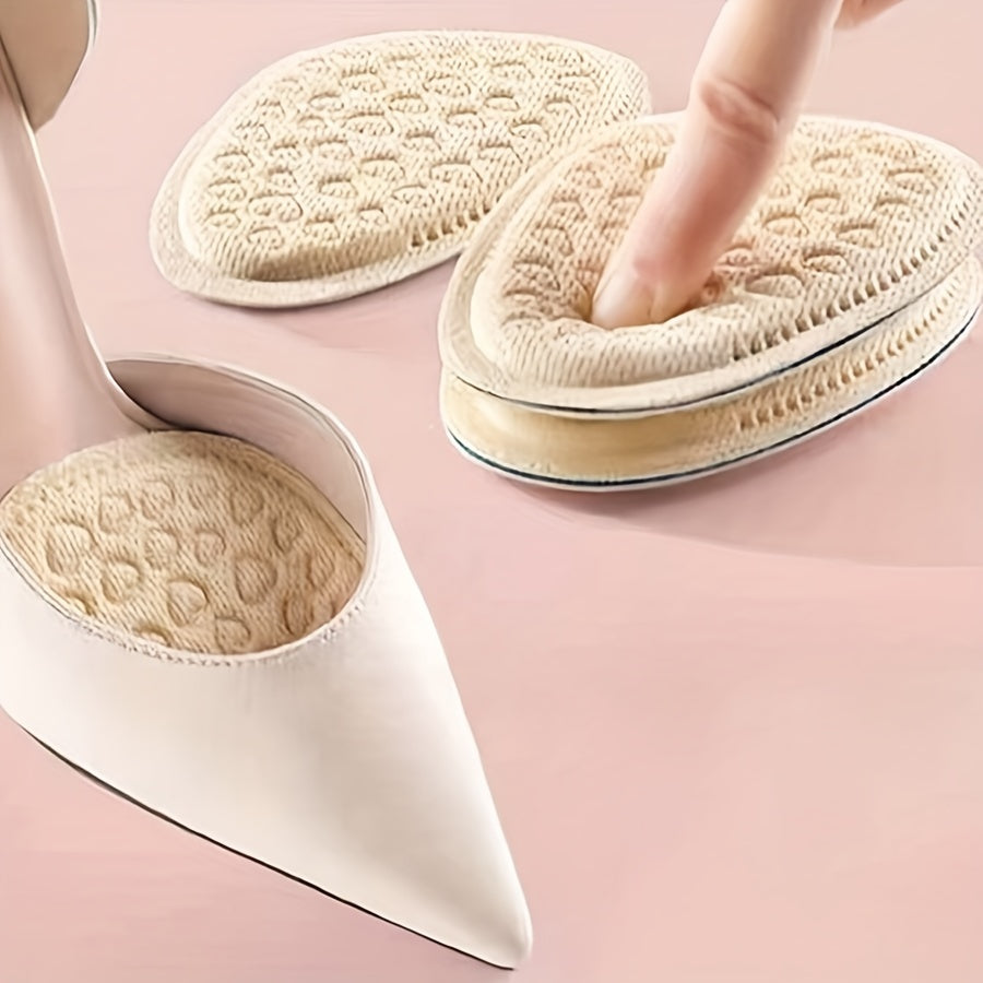 2/4pcs Soft Round-toe -relieving Insole with Heart-shaped Cushioning Pad, Non-slip, Suitable for High Heels and Casual Shoes.