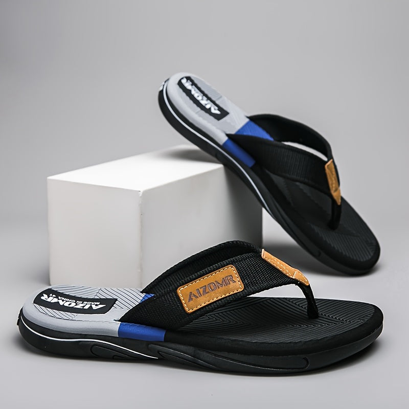 Summer Men's Sandals Trend Match Color Anti-slip Anti-odor Soft Sole Fashion Wear Cloth Belt Flip-flops Men