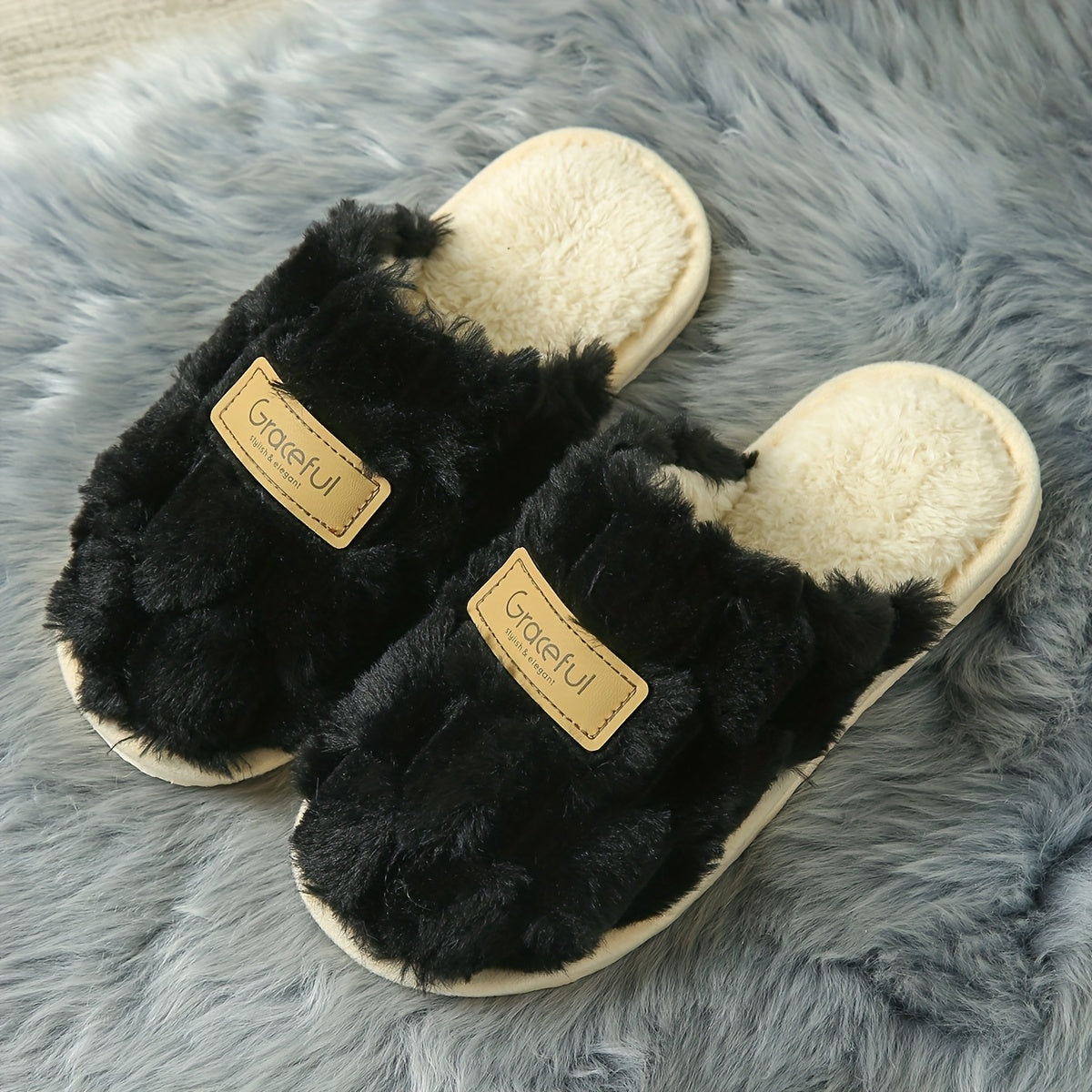 Elegant Women'S Indoor Fluffy Slippers for Winter, Stylish And Easy House Shoes with Plush Warmth., Women Shoes