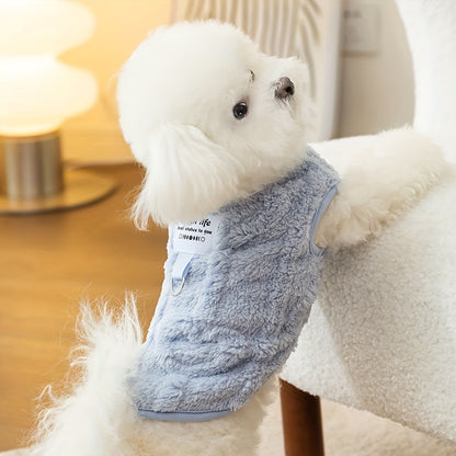 Cozy Polyester Fleece 1pc Dog Vest - Pullover Pet Shirt for Small Breeds, Machine Washable, Warm Two-Legged Pet Clothing for Autumn and Winter