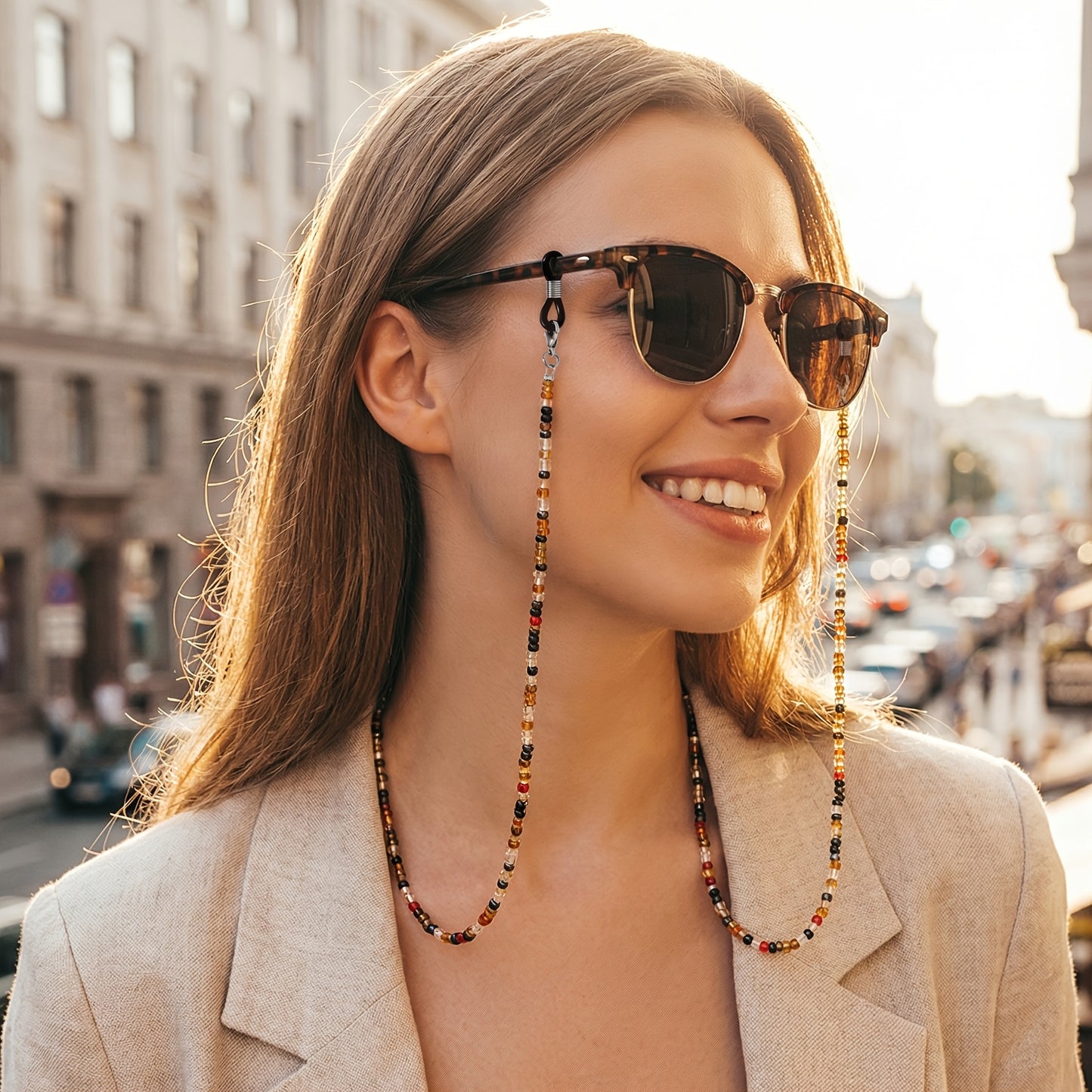 1pc Multi-Colored Beaded Glasses Chain | Chic Fashion Eyewear Accessory, Trendy and Versatile Glasses Strap, Eyeglass Retainer and Convenient Mask Holder by ChiChain