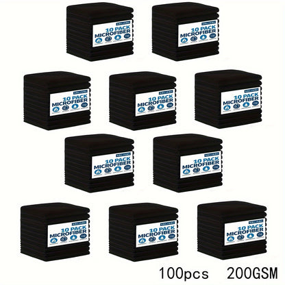 [Super Soft Quick-Drying] Pack of 5/10/20/50/100 Black Car Cleaning Cloths, Super Soft Quick-Drying Absorbent Scouring Pad Set