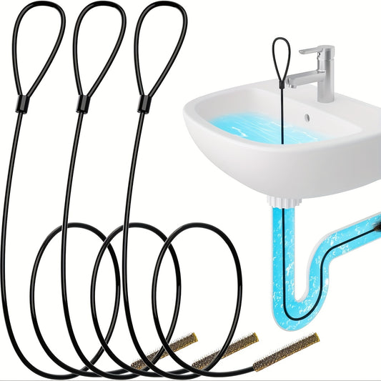 Extra Long Stainless Steel 3pcs Drain Clog Remover Hooks with Nylon Coating - Ideal for Bathroom Sink, Bathtub & Shower Drains