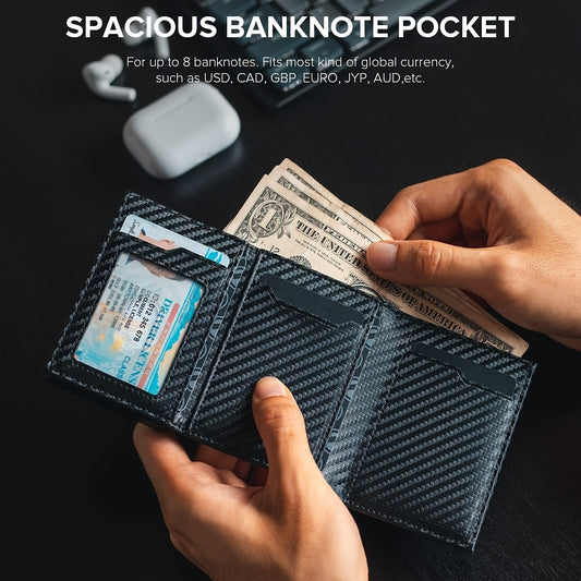 1pc Airtag Men's Wallet with Zipper Coin Purse, Automatic Pop-up Metal Credit Card Holder, Minimalist RFID Shielded Business Card Wallet, Ideal Gift for Men