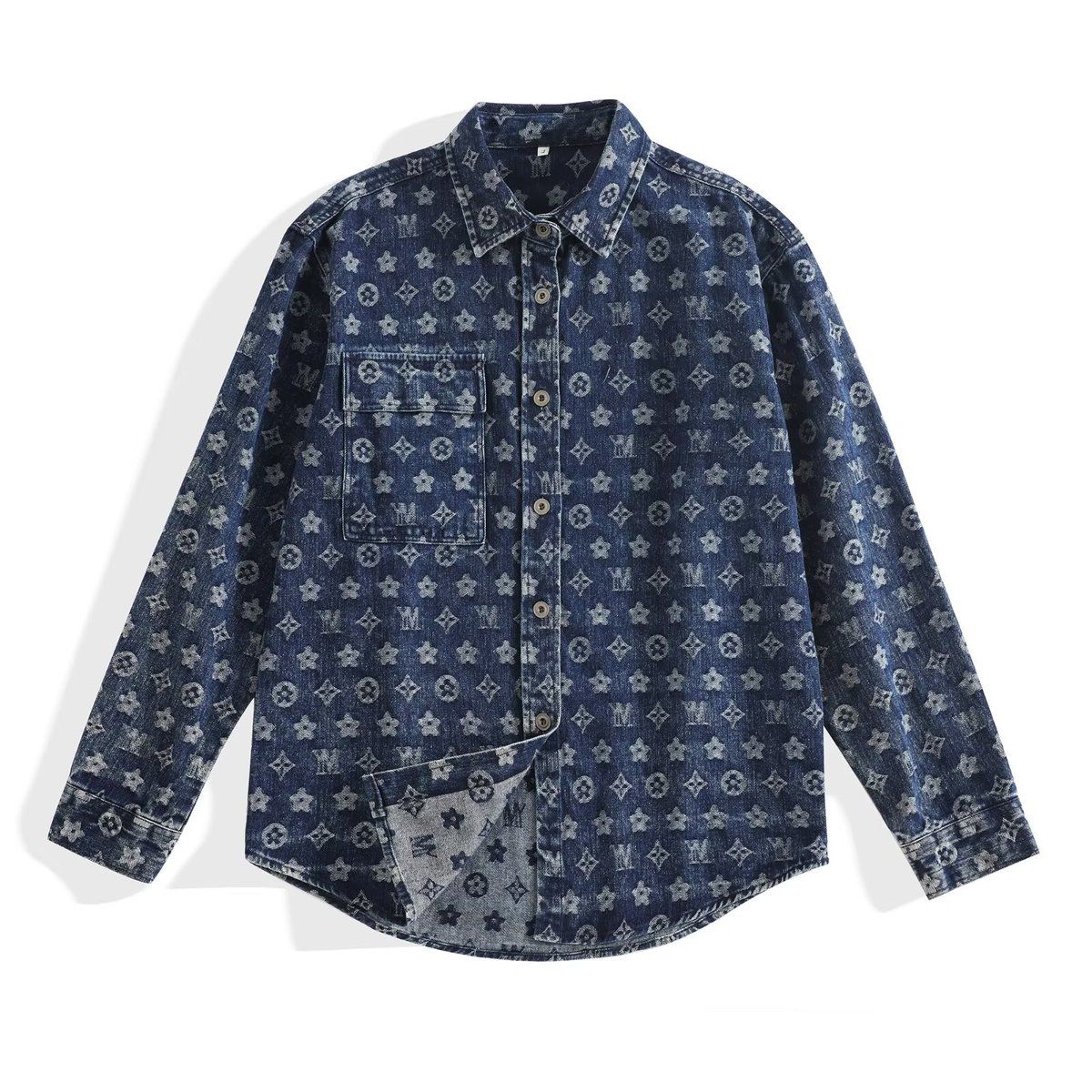 LV louis vuitton 2025 Spring and Autumn New Washed Denim Jacket Shirt Loose Casual Jacket Simple Men's and Women's Same Trendy Brand