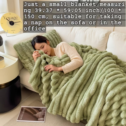 Gdan Rhinoceros Luxurious Faux Rabbit Fur Throw Blanket Suitable for Couch, Bed, Office & Travel - Soft Warm Cozy Striped Blanket, Contemporary Bedspread, Hand Washable, Ideal Christmas Gift & All-Season Use (Multicolor)