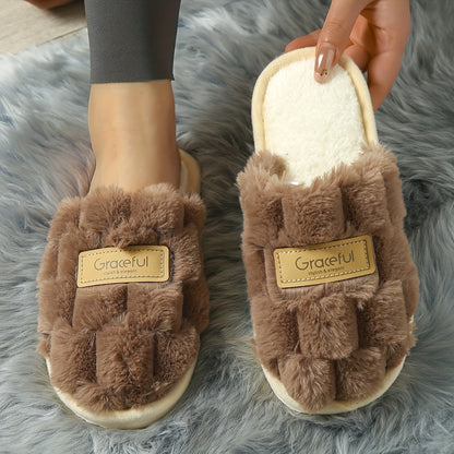 Elegant Women'S Indoor Fluffy Slippers for Winter, Stylish And Easy House Shoes with Plush Warmth., Women Shoes