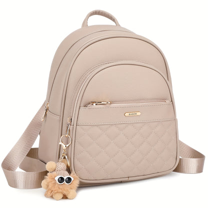 [Women'S Backpacks]High-Quality PU Quilted Mini Backpack | Three-Layer Zipper Closure · Large Capacity And Portable | Adjustable Shoulder Straps | Easy And Compact Urban Style | Suitable for Travel, Commuting, Campus