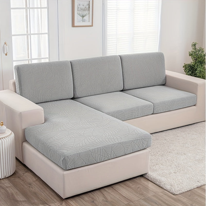 1pc Large Leaf Jacquard Sofa Cover, Suitable for All Seasons, Easy Modern Sofa Cover, Cat Scratch Resistant, Stretchable, Washable, Durable Elastic Sofa Cover for Bedroom, Office, Living Room Home Decor, Furniture Protection Cover
