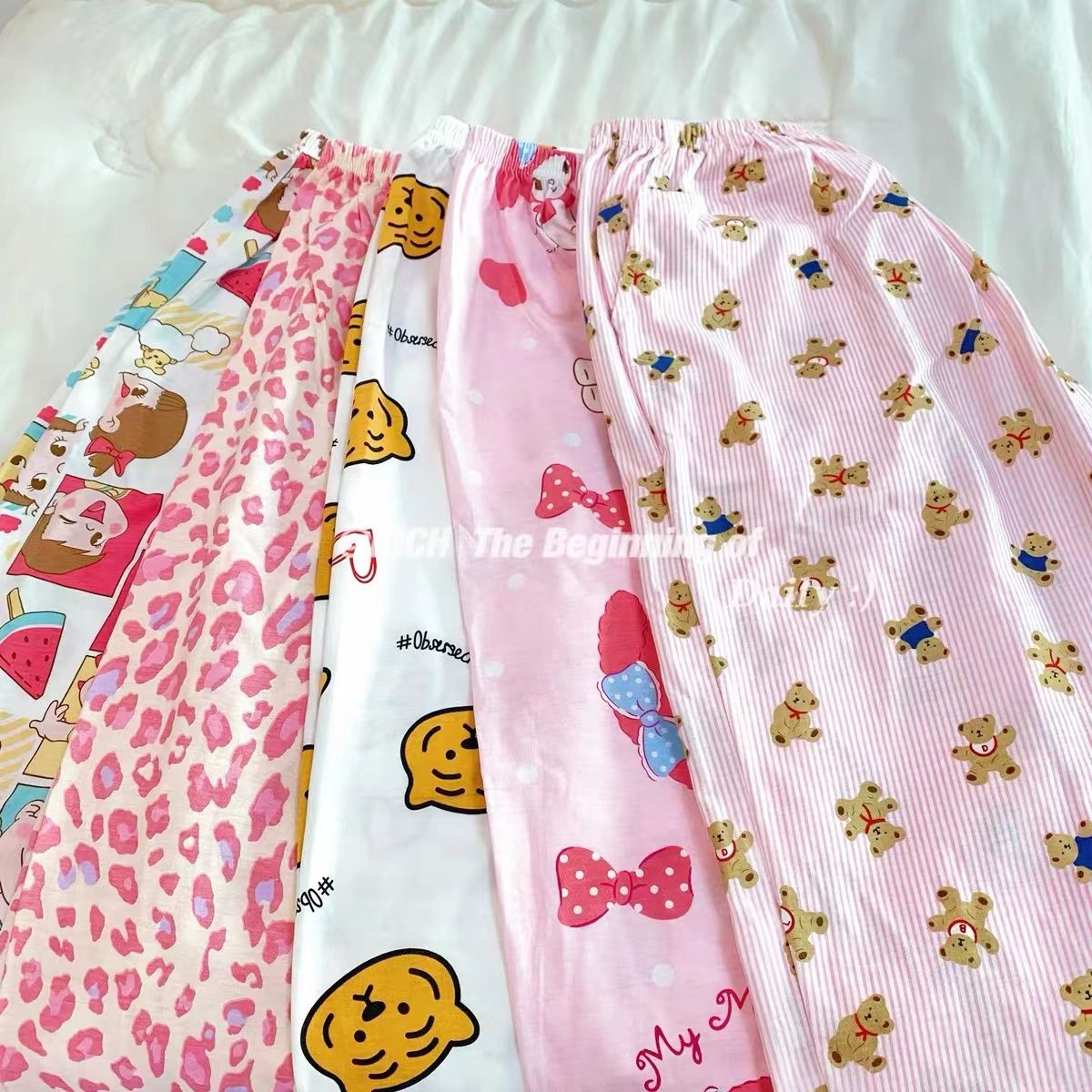 ins style cute Stitch pajamas spring and autumn new long-sleeved trousers loose cardigan homewear set