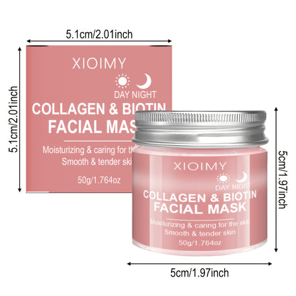 The Collagen Biotin Day And Night Mask Is Rich in Collagen Essence, Providing Protection for Light Beige, Moisturizing And Smoothing, Infusing Light Beige with Hydration, Vitality, And Radiance