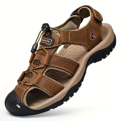 Men'S Casual Summer Sandals - Breathable Mesh Upper, Adjustable Elastic Straps & Non-Slip Rubber Sole for Beach, Outdoor & Casual Attire - Brown, Strappy Sandals, Beachwear Essentials, Comfortable Fit, Durable Traction Footwear