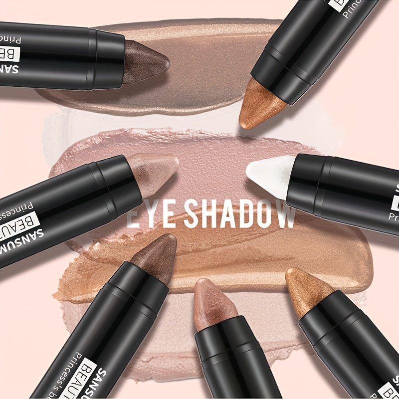 7-color waterproof eye shadow stick, pearlescent matte treatment, to create a natural and lasting eye makeup lasting flash eye shadow stick, easy to create daily makeup, the perfect gift for Mother's Day