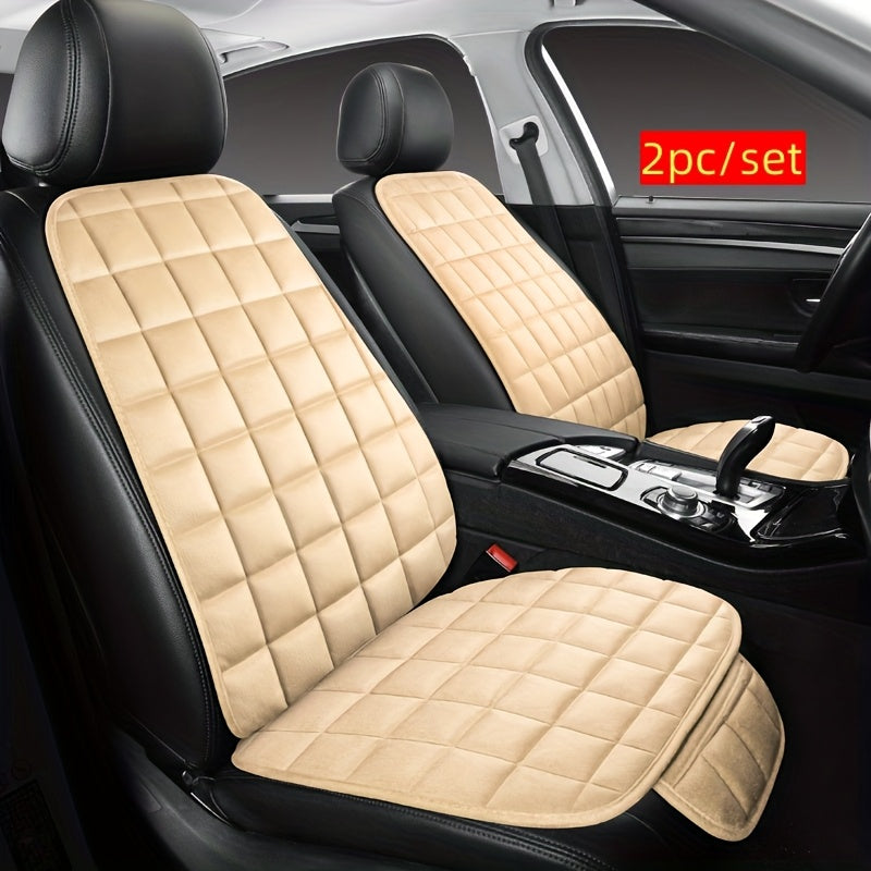 2pcs Car Seat Cushion Set, [Autumn And Winter Car Essentials] Soft Plush Car Seat Cover with Storage Pockets, Comfortable Driving, Universal Car Interior Additions Memory Foam Seat Cushion