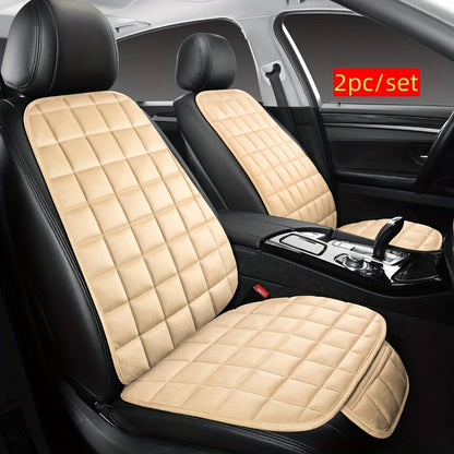 2pcs Car Seat Cushion Set, [Autumn And Winter Car Essentials] Soft Plush Car Seat Cover with Storage Pockets, Comfortable Driving, Universal Car Interior Additions Memory Foam Seat Cushion