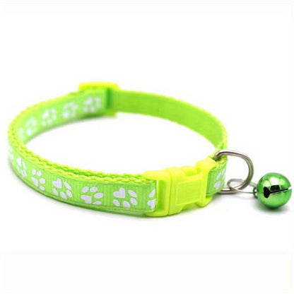 Pet Sticker Cloth Collar Dog Cat Collar Single Footprint Paw Print Bell Collar Cat Buckle Collar Burst Money Ring