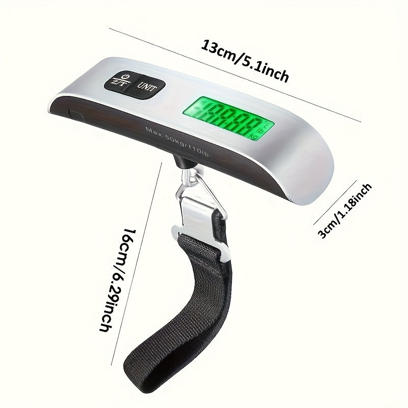 Kolzp 110 Lbs/50 Kg Precision Digital Handheld Luggage Scale - a Compact Portable Travel Scale Featuring a Backlit LCD Display, Easy-To-Read Weight, Automatic Zeroing, Tare Function, And Battery-Powered Design