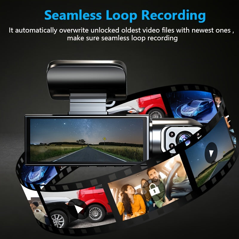 Front and Inside Dash Camera, 3.16-inch Dash Cam 1080P, G-Sensor HD Night Vision Loop Recording Wide Angle Car DVR (Blue Light-Sensitive Diode Position Random) (SD Card Not Included)