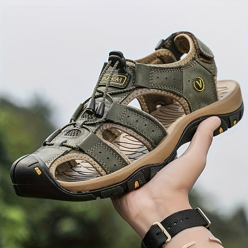 Men'S Casual Summer Sandals - Breathable Mesh Upper, Adjustable Elastic Straps & Non-Slip Rubber Sole for Beach, Outdoor & Casual Attire - Brown, Strappy Sandals, Beachwear Essentials, Comfortable Fit, Durable Traction Footwear