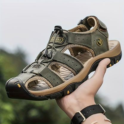 Men'S Casual Summer Sandals - Breathable Mesh Upper, Adjustable Elastic Straps & Non-Slip Rubber Sole for Beach, Outdoor & Casual Attire - Brown, Strappy Sandals, Beachwear Essentials, Comfortable Fit, Durable Traction Footwear