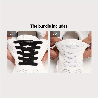 [Polyester Sneaker Accessories] 1 Pair White Polyester Women's Sneaker Accessories No Laces with Buckles