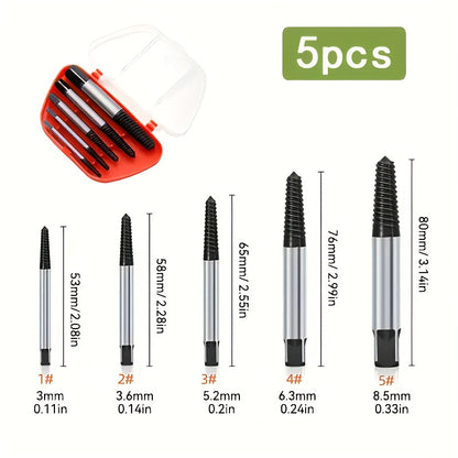 5, 6pcs Premium Screw Extractor Kit - Easily Remove Damaged Screws, Bolts, And Pipes - Essential Woodworking And Tools