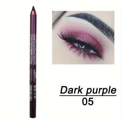 [High Pigmented Eyeliner Stick] 14-Color High Pigmented Pearly Shimmer Metallic Smokey Punk Gothic Style Eyeliner | Long Lasting Waterproof Eyeliner Stick, Matte in, Brown, Green, Pink