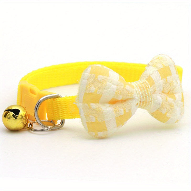 [Holiday Cat Collar] 1pc Adjustable Plaid Cat Collar with Bow Tie | Perfect for Holiday Dress Up and Everyday Wear