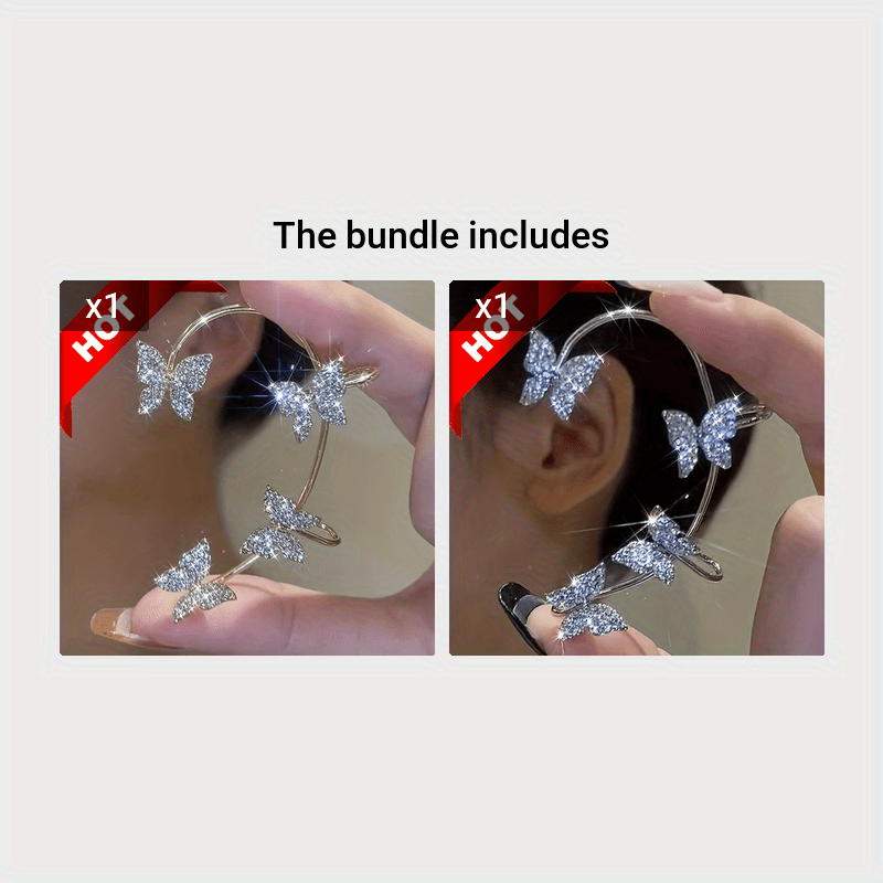 French-style Golden Sparkling Butterfly Luxury Butterfly Earrings