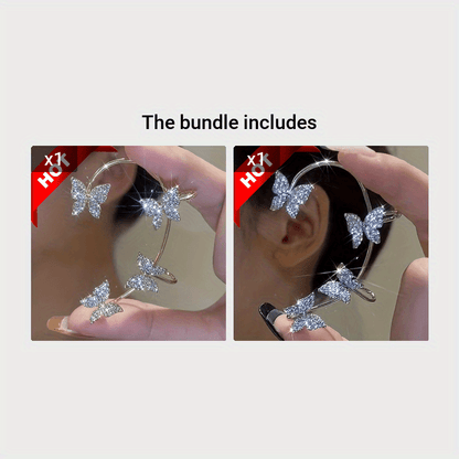 French-style Golden Sparkling Butterfly Luxury Butterfly Earrings