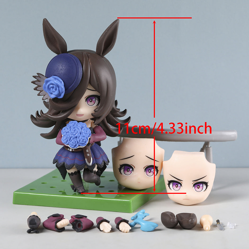 Anime Kawaii Collectible Action Figure Toy with Movable Replaceable Parts - 11cm/4.33inch PVC Cute Chibi-Style Doll, Interchangeable Accessories & Expressions, Vibrant Mixed Colors for Display & Play