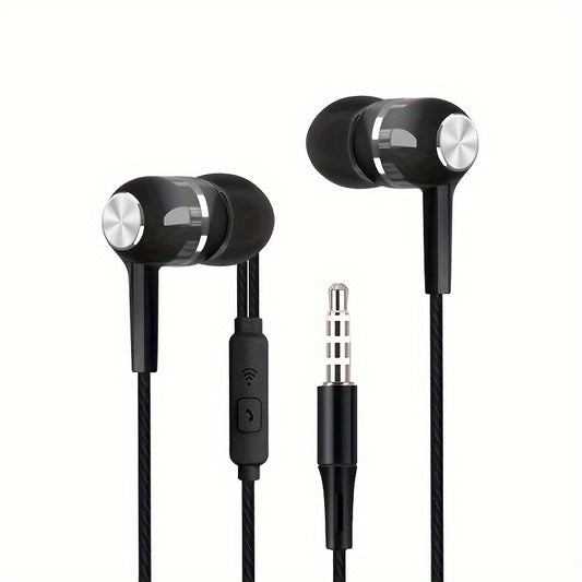 [High-Quality Semi In-Ear Headphones] High-Quality Semi In-Ear Wired Headphones with Microphone - Perfect for Mobile Phones, Computers, Games, Karaoke & More!