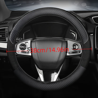 A Steering Wheel Cover Made of Mesh And Carbon Fiber Faux Leather, Suitable for Most Car Models, Without an Inner Ring, And Usable in All Seasons