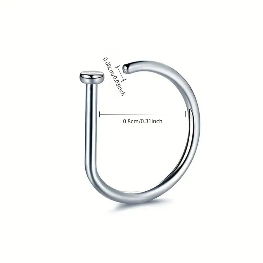 1pc/3pcs/5pcs Geometric Shape Nose Rings | Punk Style, Pierced Nose Rings, Women'S Body Jewelry, Nasal Septum Stainless Steel Nose Studs, 18K Golden Plated, VJS Brand