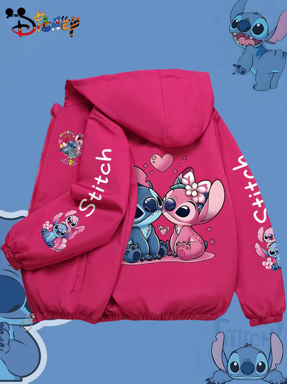 Disney Autumn Windproof Jacket for, Cute Stitch Print Hoodie, Unisex Zip-Up Outerwear, Youth Fashion Versatile Hooded Sweatshirt, Outdoor Casual Sports Jacket, Essential Gift for Holidays, Birthdays, Parties, Unisex for and, Korean Style Trendy