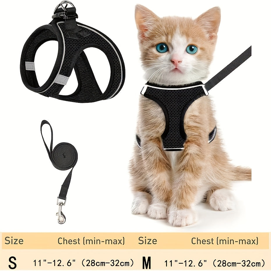 Escape-Proof Cat Harness And Leash Set: Reflective Soft Mesh Vest for Safe Outdoor Activities with Your Kitten