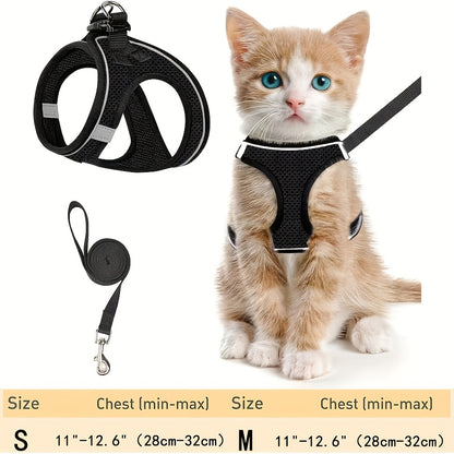 Escape-Proof Cat Harness And Leash Set: Reflective Soft Mesh Vest for Safe Outdoor Activities with Your Kitten