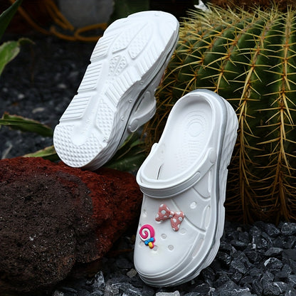 Women's Thick-Soled Clogs/Height-Increasing with DIY Flower Bow/Non-Slip Wear-Resistant Lightweight Garden Shoes/Women Shoes