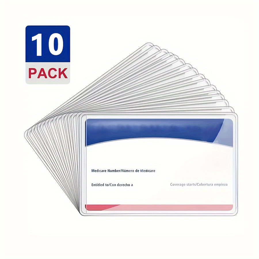 10pcs Transparent Protective Sleeves for Cards & Credit Cards, Business Card Size, ID Card Protector, Soft Waterproof PVC Plastic