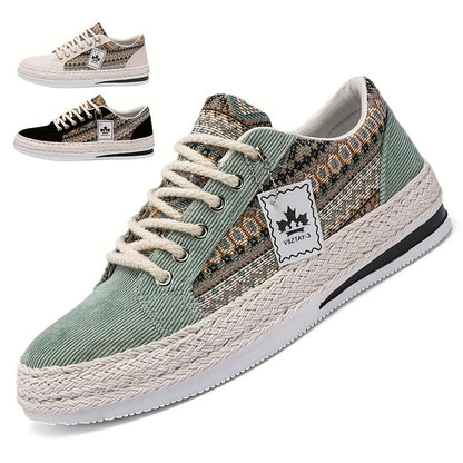 Men'S Breathable Casual Sneakers - Lightweight Summer Shoes with Lace-Up Closure, Non-Slip Rubber Sole - Beige/Black/Teal Colorway for Everyday, Office, Formal Events - All-Season Comfortable Walking Shoes, Office Footwear, Stylish Streetwear, Fabric Inte