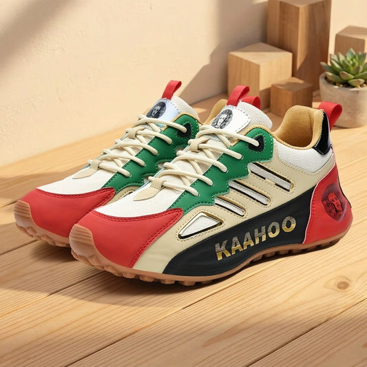 KAAHOO Men's & Women's Low-Top Sneakers Bold Logo Color-Block Design Lace-Up Casual Shoes with Arch Comfortable Arch Cushioned Rubber Sole Multi-Color Options for Spring Summer Gym Jogging Casual Attire Brand Lightweight Breathable Minimalist Style