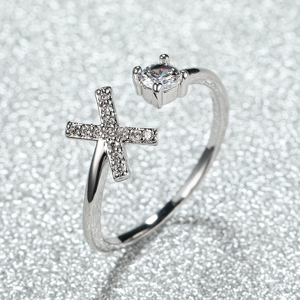 Elegant Adjustable Alphabet Ring | Chic Alloy with Glass Accents | Perfect for Daily Wear & Gifting on Mother's Day or Christmas