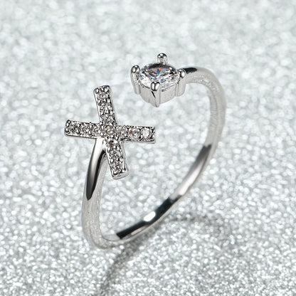 Elegant Adjustable Alphabet Ring | Chic Alloy with Glass Accents | Perfect for Daily Wear & Gifting on Mother's Day or Christmas