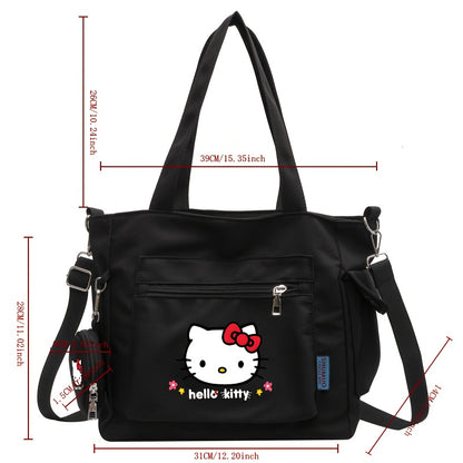 [Multi-Pocket Tote Bag] Sanrio Women's Shoulder Bag With KT Cat Print, Multi-Pocket Tote Bag