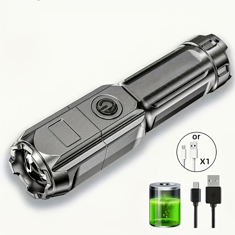 1-Piece Rechargeable LED Flashlight, Portable Mini Type-C Charging, 3 Modes, IP44