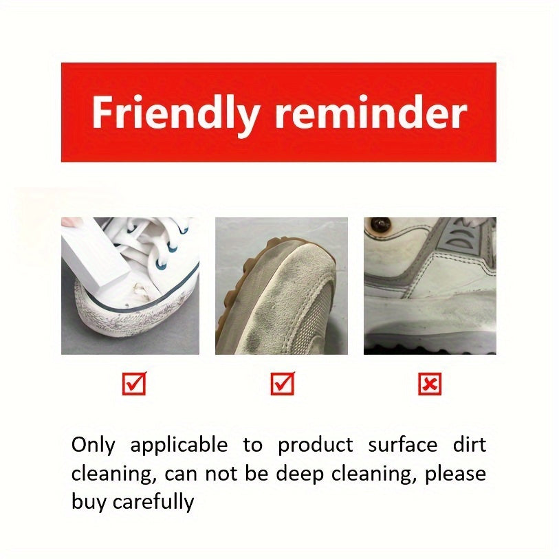 [Powerful | No Water Needed] 1pc Powerful TPE Sneaker Cleaning Eraser | No Water Needed, Decontamination for Suede & Leather Shoes/Boots, Flexible Ergonomic Design, Portable Shoe Care Essential for Back to School Supplies, Shoe Cleaner, Leather Cleaner, N